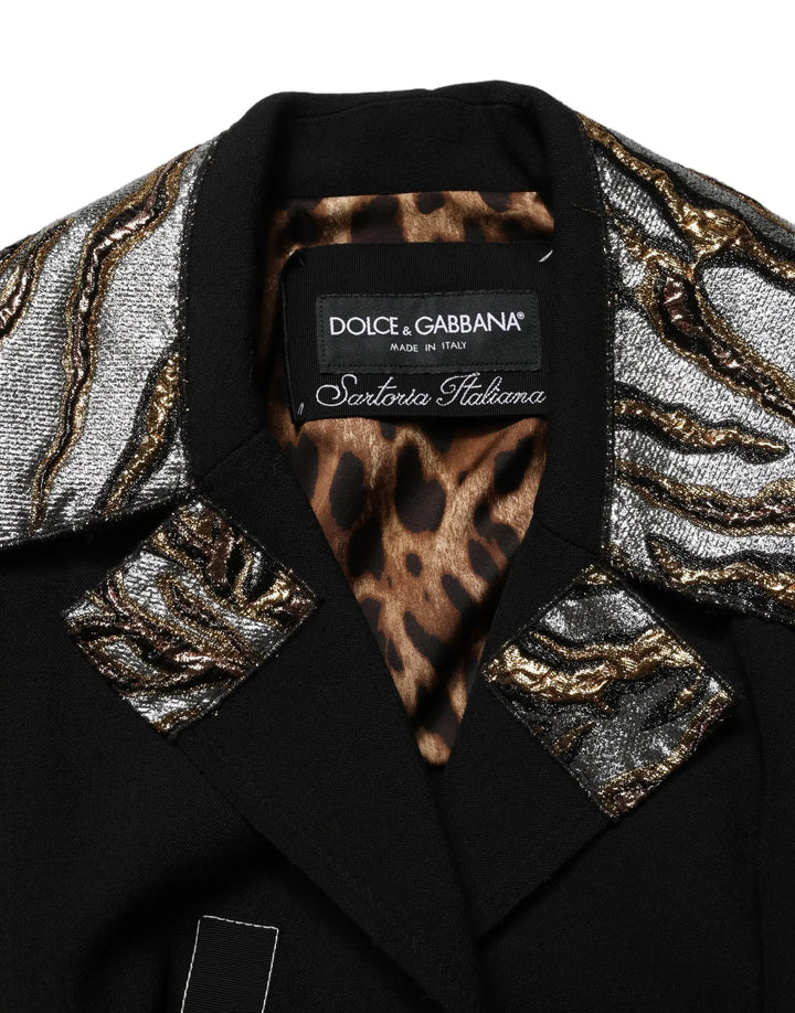 Dolce &amp; Gabbana Sample Sale | Dolce &amp; Gabbana Black Single-Breasted Brocade Coat Jacket - | Designer outlet
