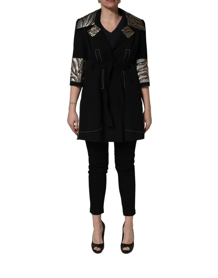 Dolce &amp; Gabbana Sample Sale | Dolce &amp; Gabbana Black Single-Breasted Brocade Coat Jacket - | Designer outlet