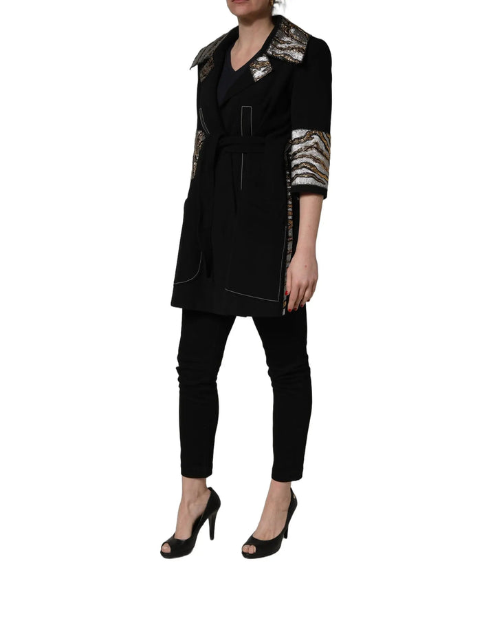 Dolce &amp; Gabbana Sample Sale | Dolce &amp; Gabbana Black Single-Breasted Brocade Coat Jacket - | Designer outlet