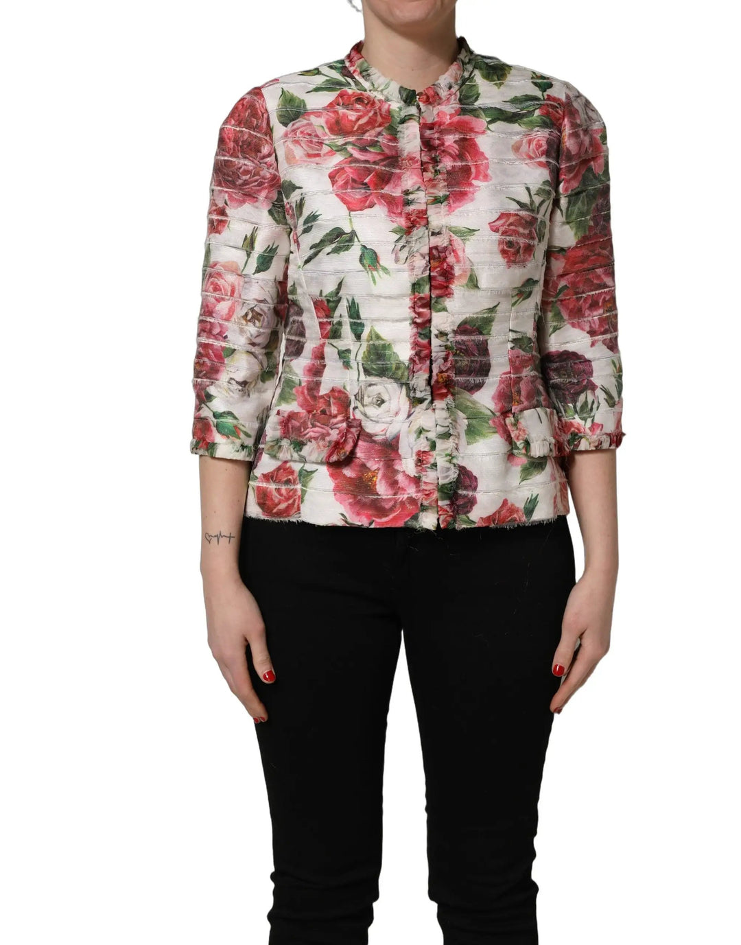 Dolce &amp; Gabbana Sample Sale | Dolce &amp; Gabbana Multicolor Peony Print Polyester Coat Jacket - | Designer outlet
