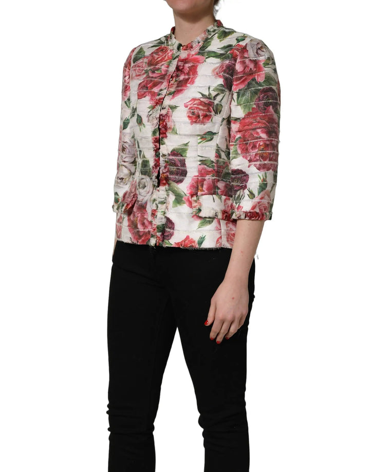 Dolce &amp; Gabbana Sample Sale | Dolce &amp; Gabbana Multicolor Peony Print Polyester Coat Jacket - | Designer outlet