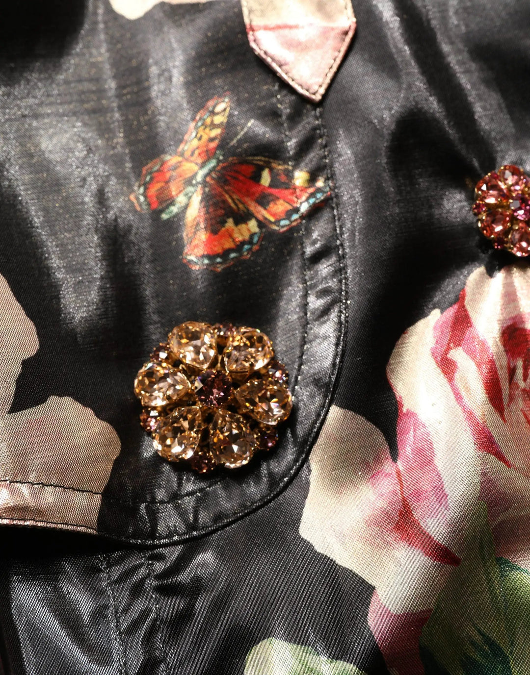 Dolce &amp; Gabbana Sample Sale | Dolce &amp; Gabbana Black Floral Belted Polyester Trench Coat Jacket - | Designer outlet