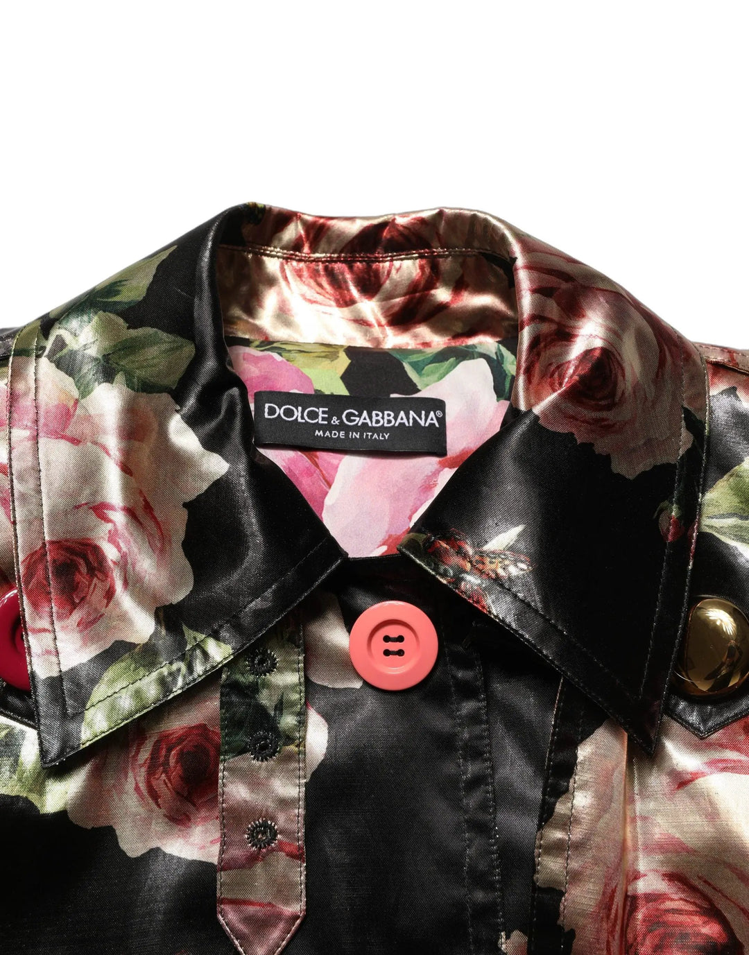Dolce &amp; Gabbana Sample Sale | Dolce &amp; Gabbana Black Floral Belted Polyester Trench Coat Jacket - | Designer outlet