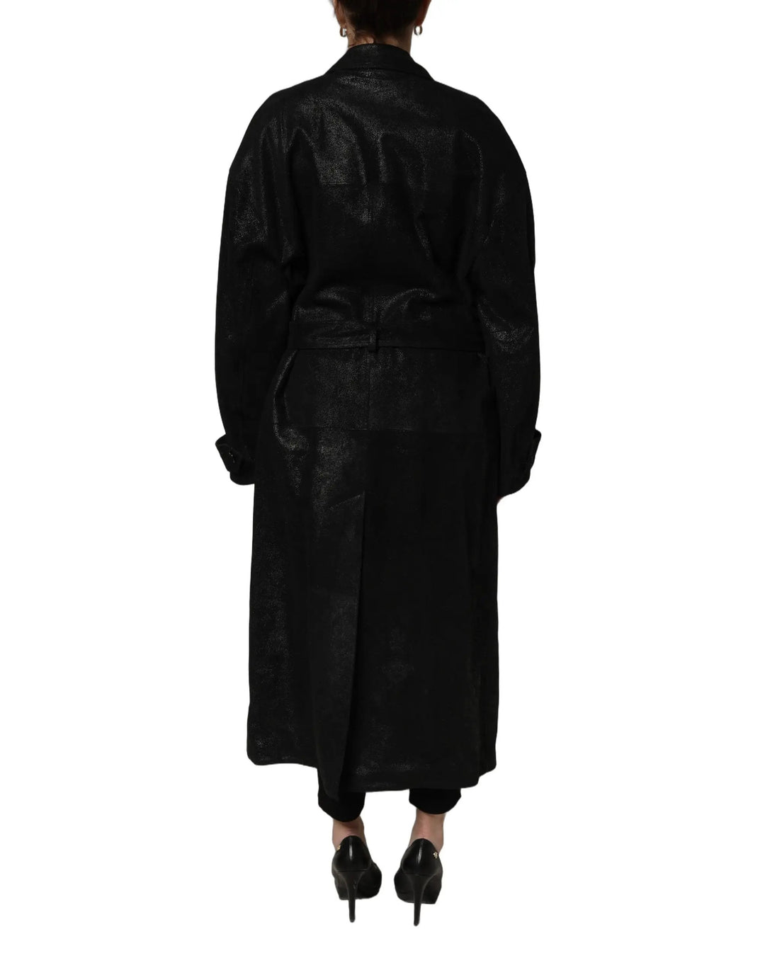 Dolce &amp; Gabbana Sample Sale | Dolce &amp; Gabbana Black Belted Sheepskin Trench Coat Jacket - | Designer outlet