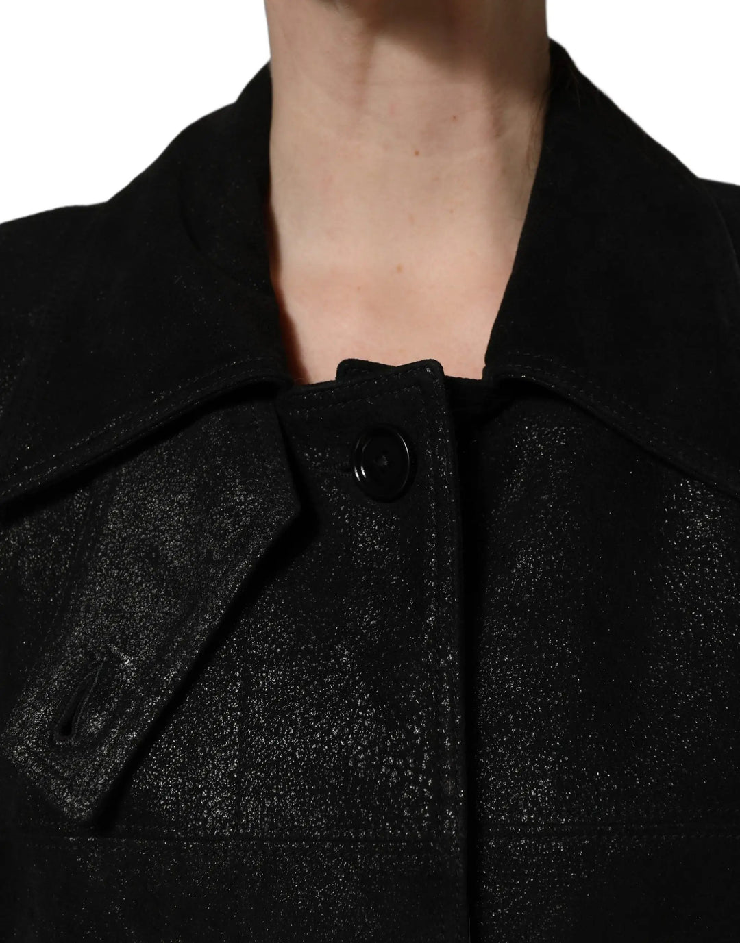 Dolce &amp; Gabbana Sample Sale | Dolce &amp; Gabbana Black Belted Sheepskin Trench Coat Jacket - | Designer outlet
