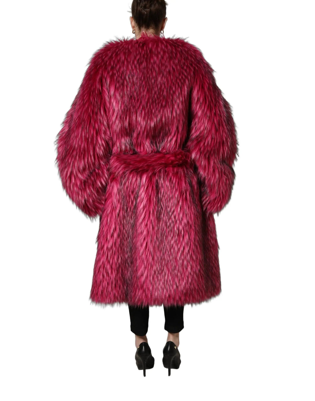 Dolce &amp; Gabbana Sample Sale | Dolce &amp; Gabbana Fuchsia Belted Faux-Fur Trench Coat Jacket - | Designer outlet