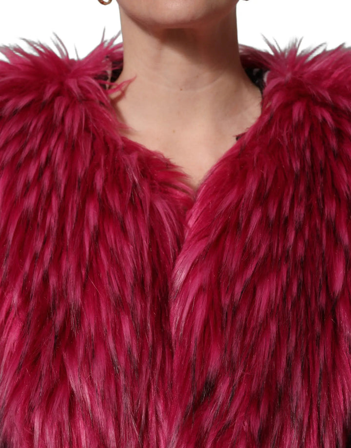 Dolce &amp; Gabbana Sample Sale | Dolce &amp; Gabbana Fuchsia Belted Faux-Fur Trench Coat Jacket - | Designer outlet