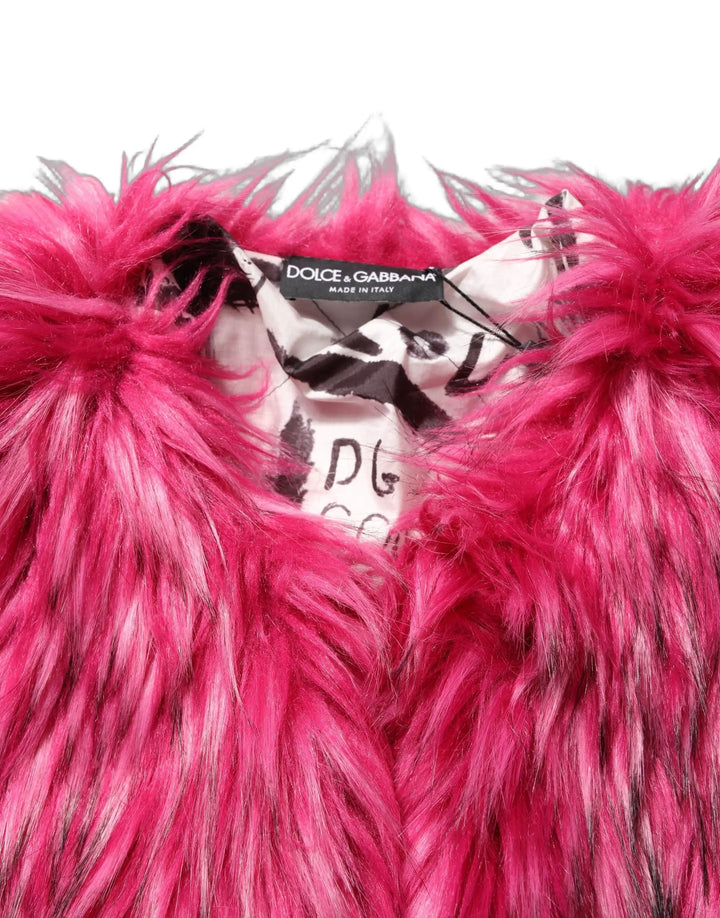 Dolce &amp; Gabbana Sample Sale | Dolce &amp; Gabbana Fuchsia Belted Faux-Fur Trench Coat Jacket - | Designer outlet