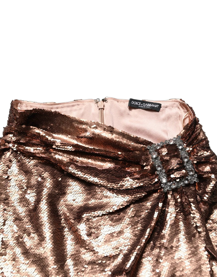 Dolce &amp; Gabbana Sample Sale | Dolce &amp; Gabbana Rose Gold Embellished Sequinned Maxi Skirt - | Designer outlet