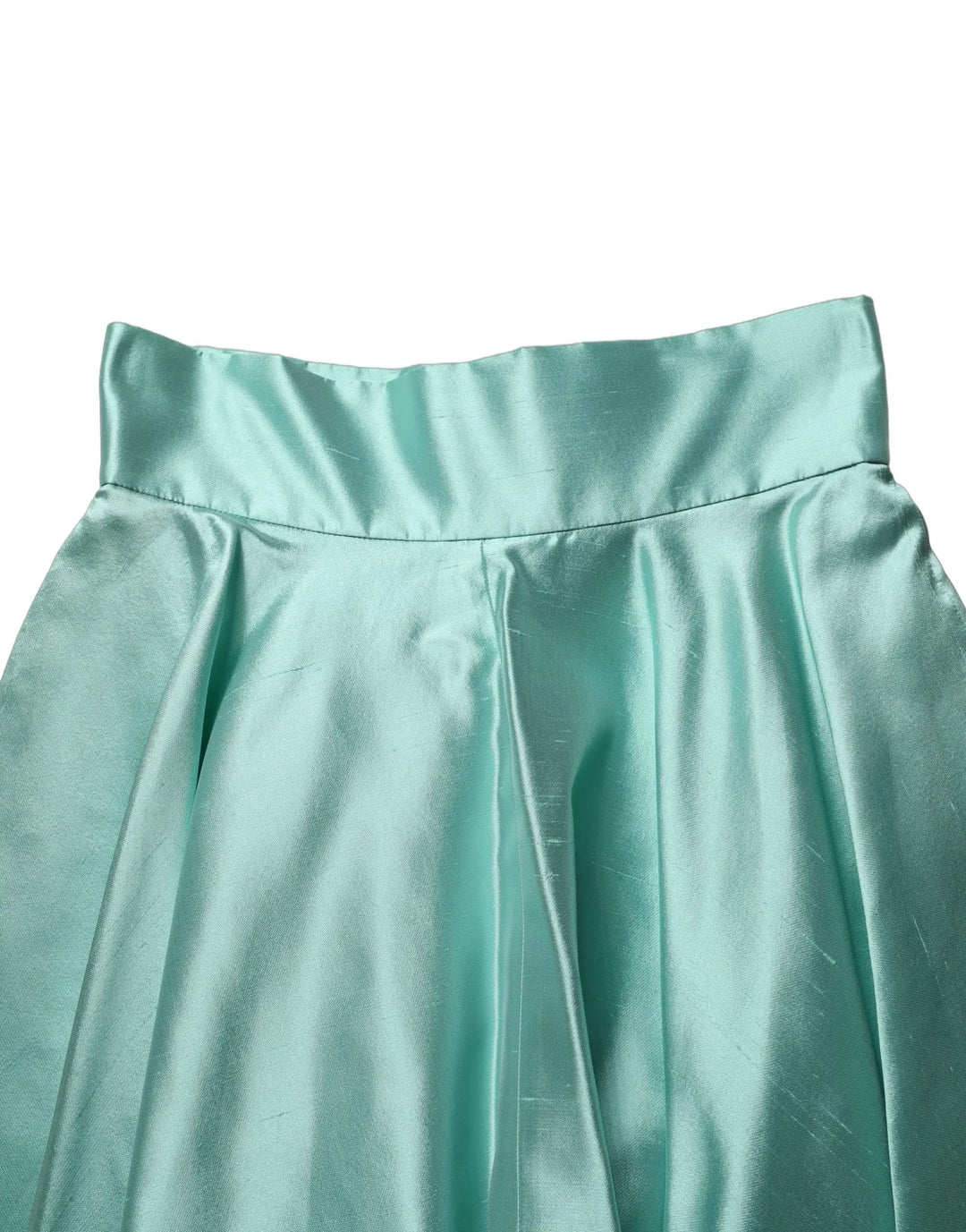 Dolce &amp; Gabbana Sample Sale | Dolce &amp; Gabbana Green Satin High-Waisted Pleated A-line Midi Skirt - | Designer outlet