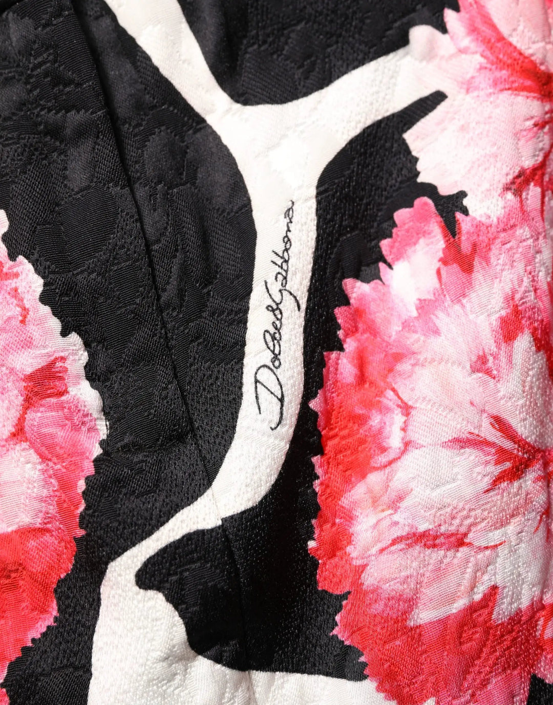 Dolce &amp; Gabbana Sample Sale | Dolce &amp; Gabbana Black Pink Carnation Floral Print Jacquard Mini Skirt - | Designer outlet
