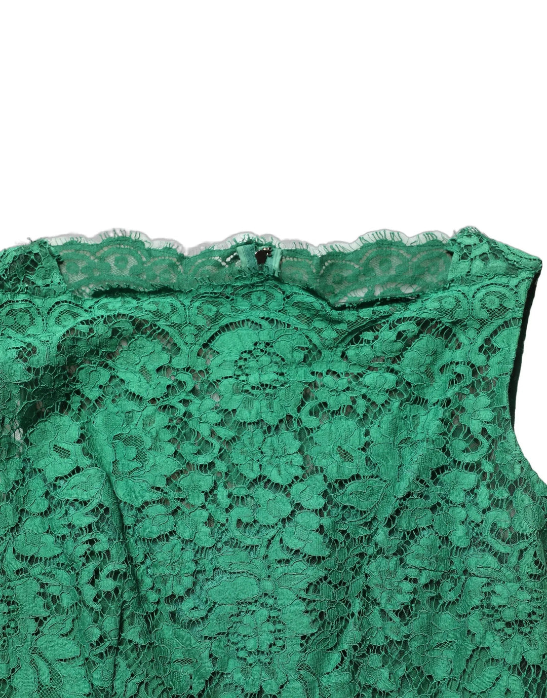 Dolce &amp; Gabbana Green Floral Lace Cotton Sleeveless Midi Dress