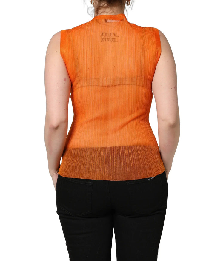 Dolce &amp; Gabbana Sample Sale | Dolce &amp; Gabbana Orange See Through Crew Neck Blouse Tank Top - | Designer outlet