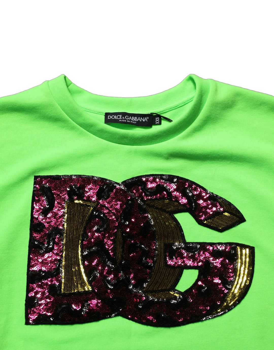 Dolce &amp; Gabbana Sample Sale | Dolce &amp; Gabbana Neon Green DG Sequined Sleeveless Jersey Top - | Designer outlet