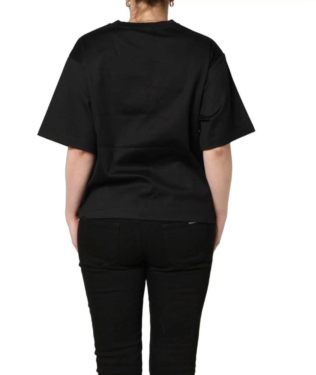 Dolce &amp; Gabbana Black Jersey Graphic Short Sleeve Crew Neck T-shirt