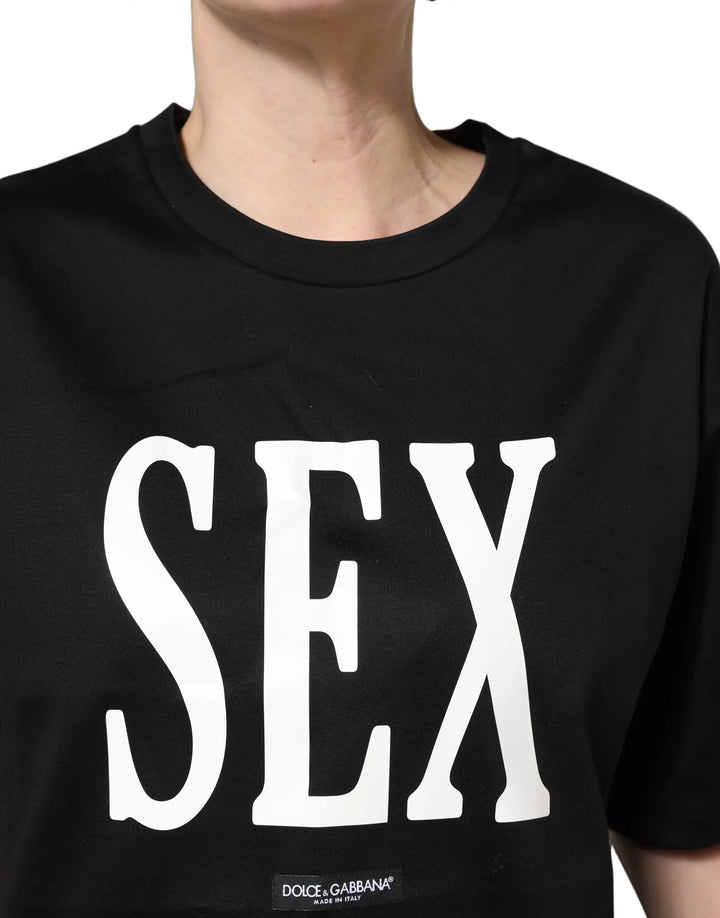 Dolce &amp; Gabbana Black Jersey Graphic Short Sleeve Crew Neck T-shirt