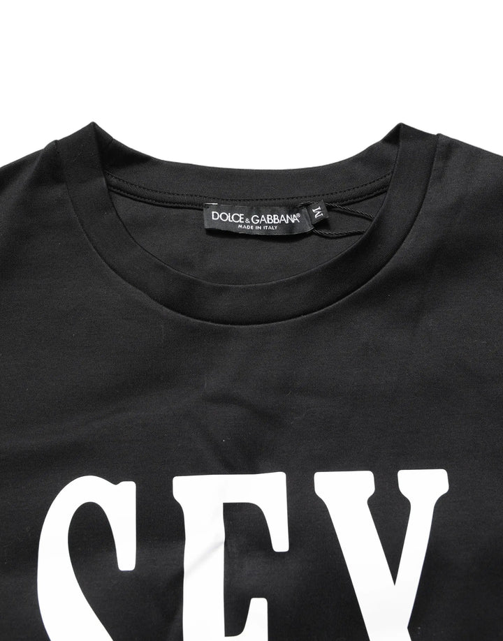 Dolce &amp; Gabbana Black Jersey Graphic Short Sleeve Crew Neck T-shirt