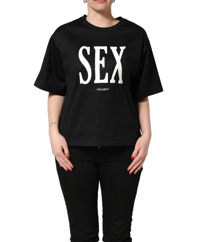Dolce &amp; Gabbana Black Jersey Graphic Short Sleeve Crew Neck T-shirt