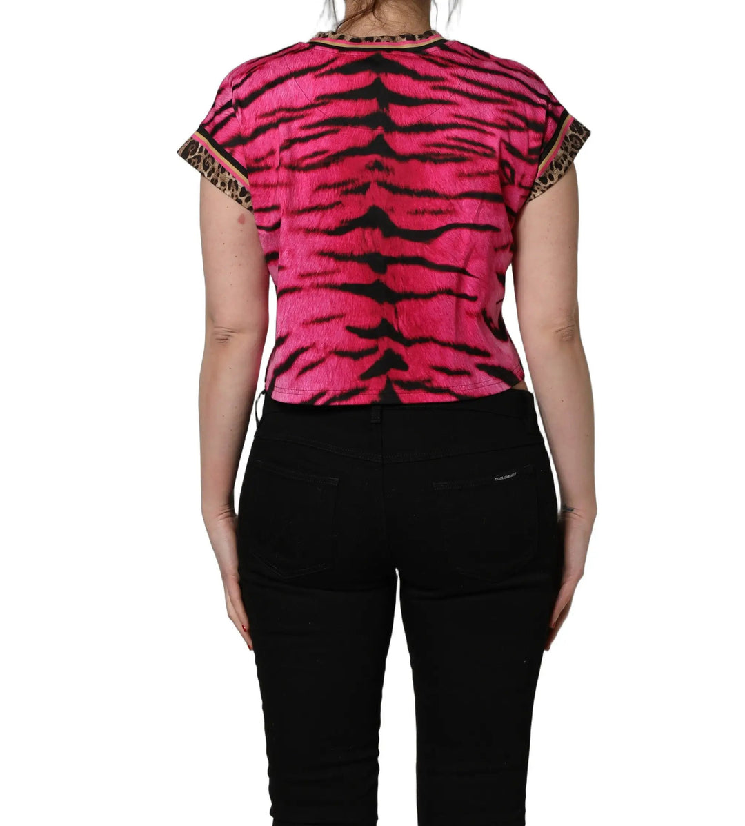 Dolce &amp; Gabbana Sample Sale | Dolce &amp; Gabbana Pink Zebra Sleeveless Crew Neck Cropped T-shirt - | Designer outlet