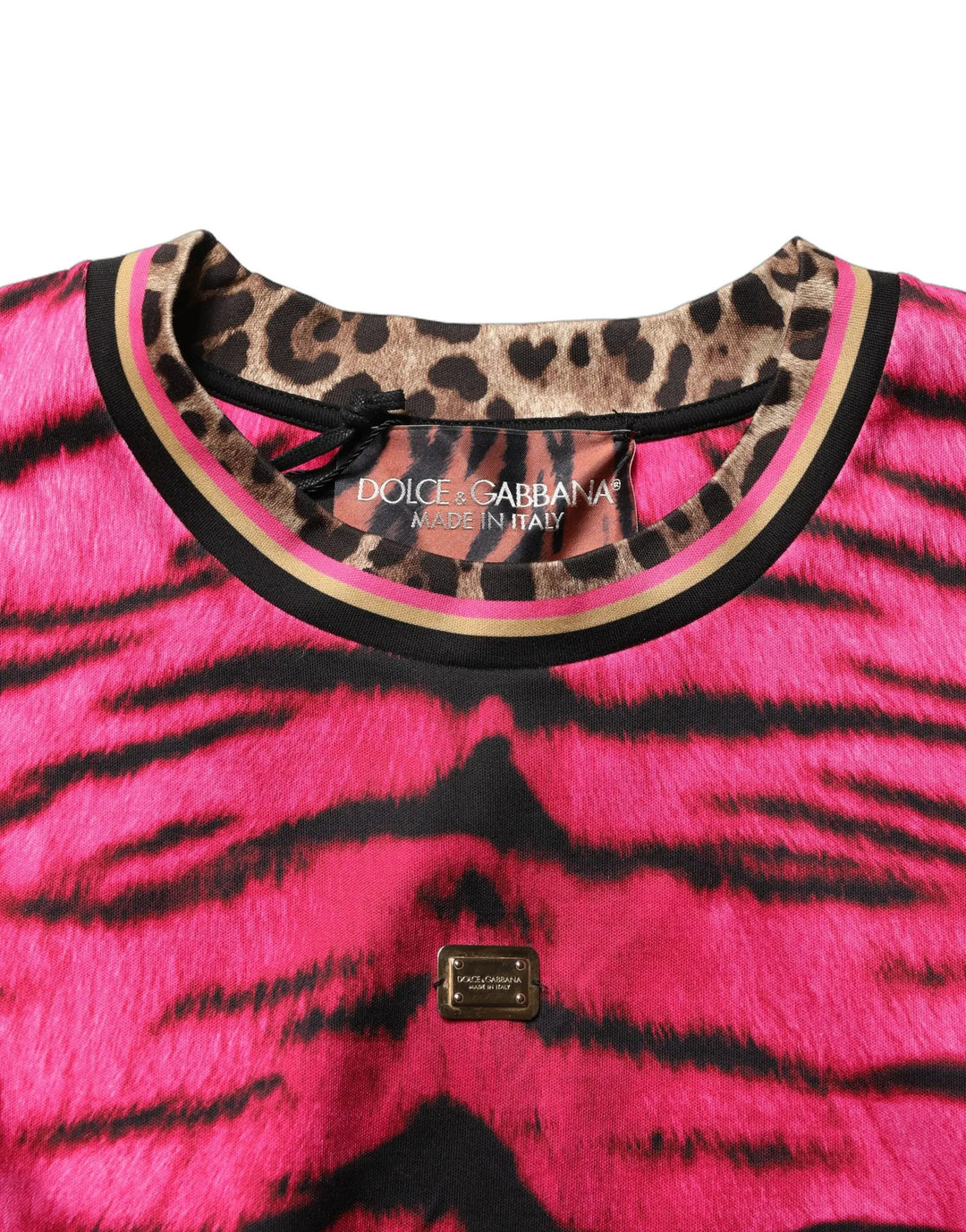 Dolce &amp; Gabbana Sample Sale | Dolce &amp; Gabbana Pink Zebra Sleeveless Crew Neck Cropped T-shirt - | Designer outlet