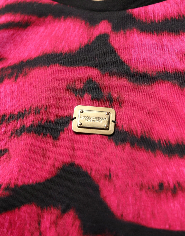 Dolce &amp; Gabbana Sample Sale | Dolce &amp; Gabbana Pink Zebra Sleeveless Crew Neck Cropped T-shirt - | Designer outlet