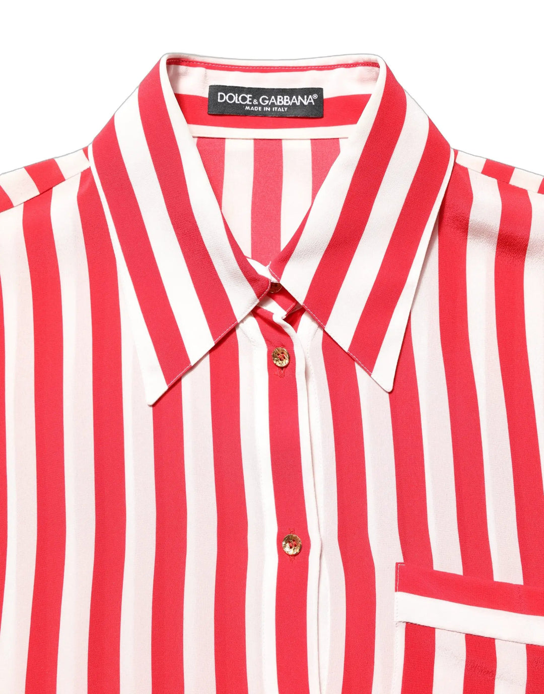 Dolce &amp; Gabbana Sample Sale | Dolce &amp; Gabbana Red White Striped Long Sleeve Silk Blouse Top - | Designer outlet