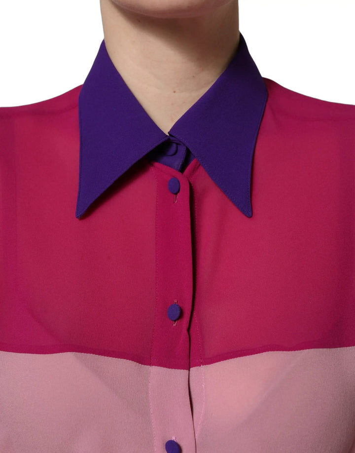 Dolce &amp; Gabbana Sample Sale | Dolce &amp; Gabbana Multicolor Silk Patchwork Shirt Blouse Top - | Designer outlet