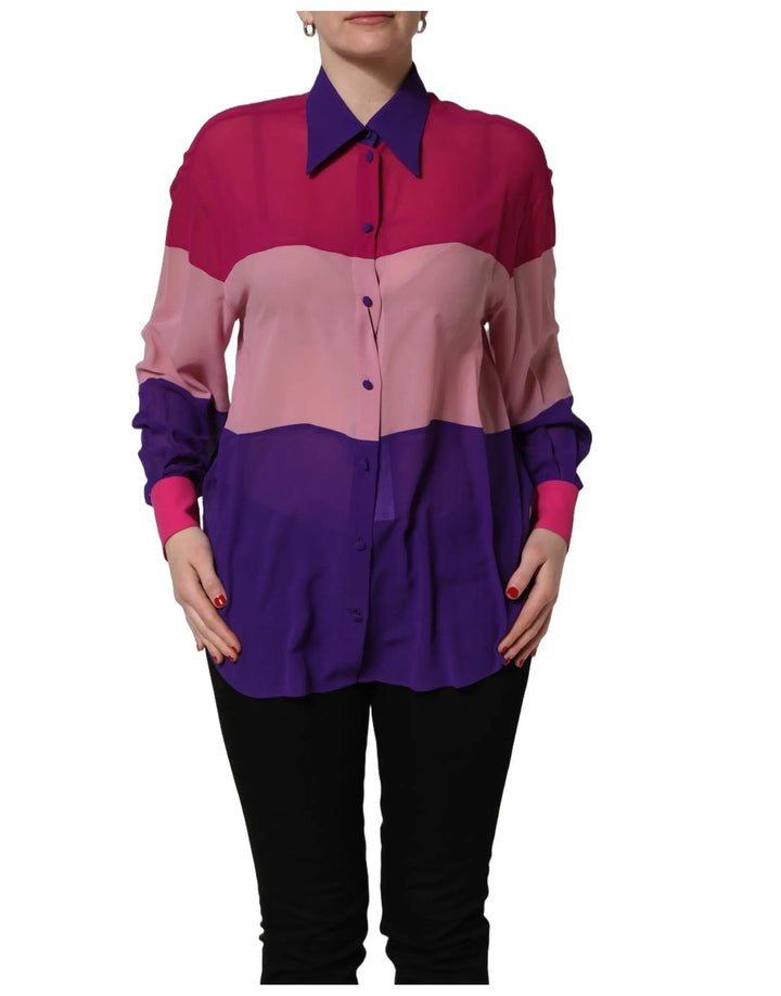 Dolce &amp; Gabbana Sample Sale | Dolce &amp; Gabbana Multicolor Silk Patchwork Shirt Blouse Top - | Designer outlet