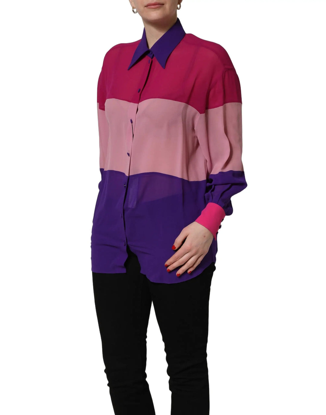 Dolce &amp; Gabbana Sample Sale | Dolce &amp; Gabbana Multicolor Silk Patchwork Shirt Blouse Top - | Designer outlet