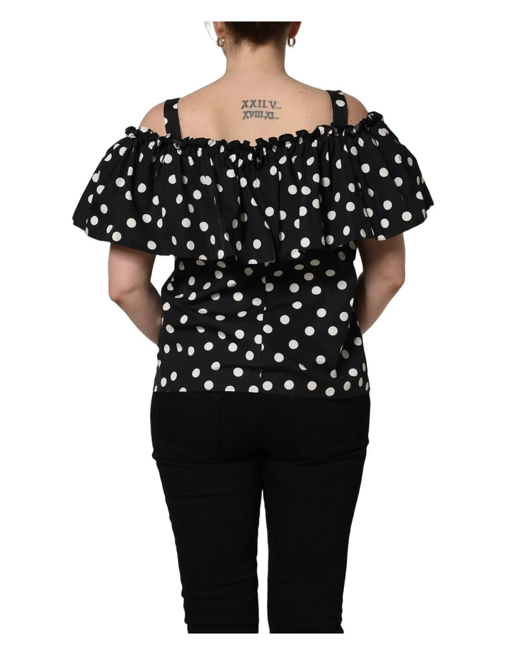 Dolce &amp; Gabbana Sample Sale | Dolce &amp; Gabbana Black White Polka Dot Off Shoulder Top - | Designer outlet