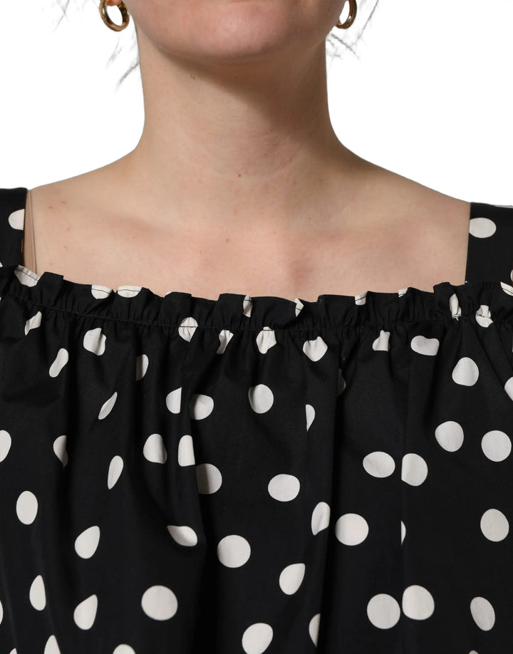 Dolce &amp; Gabbana Sample Sale | Dolce &amp; Gabbana Black White Polka Dot Off Shoulder Top - | Designer outlet
