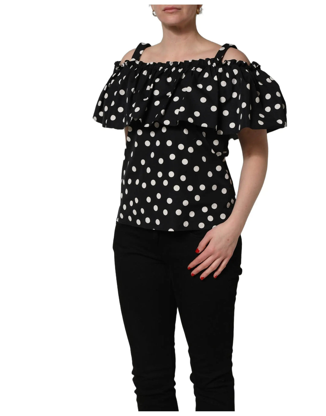 Dolce &amp; Gabbana Sample Sale | Dolce &amp; Gabbana Black White Polka Dot Off Shoulder Top - | Designer outlet