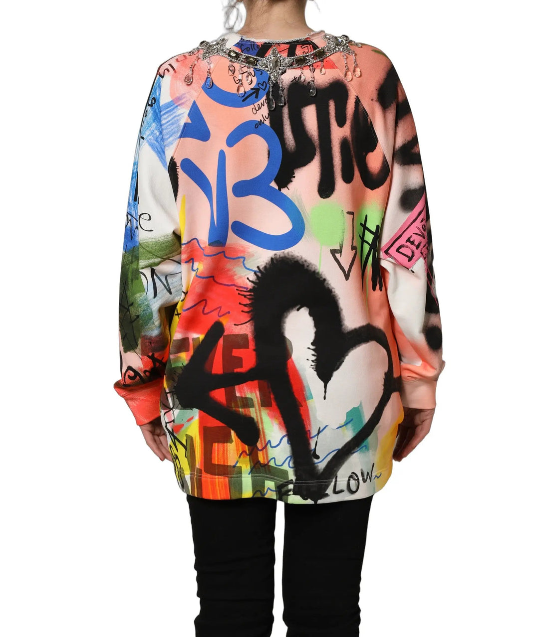 Dolce &amp; Gabbana Sample Sale | Dolce &amp; Gabbana Multicolor Embellished Graffiti Sweatshirt - | Designer outlet