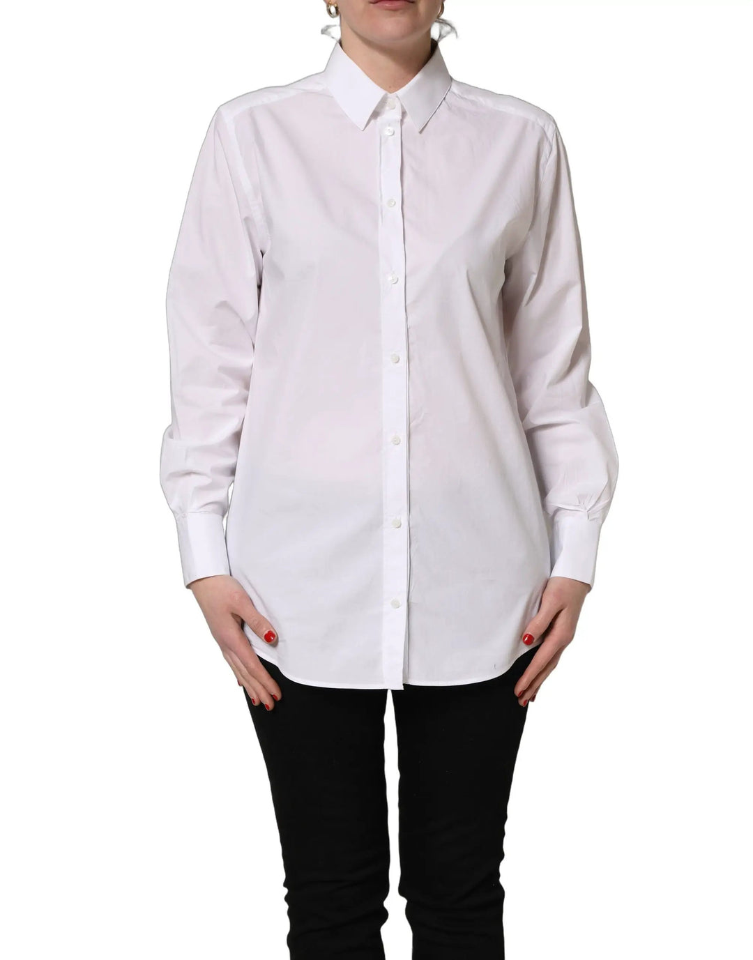 Dolce &amp; Gabbana Sample Sale | Dolce &amp; Gabbana White Cotton Long Sleeve Button-Up Shirt Top - | Designer outlet