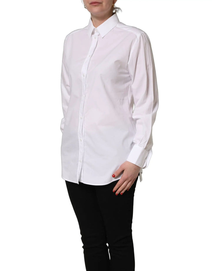 Dolce &amp; Gabbana Sample Sale | Dolce &amp; Gabbana White Cotton Long Sleeve Button-Up Shirt Top - | Designer outlet