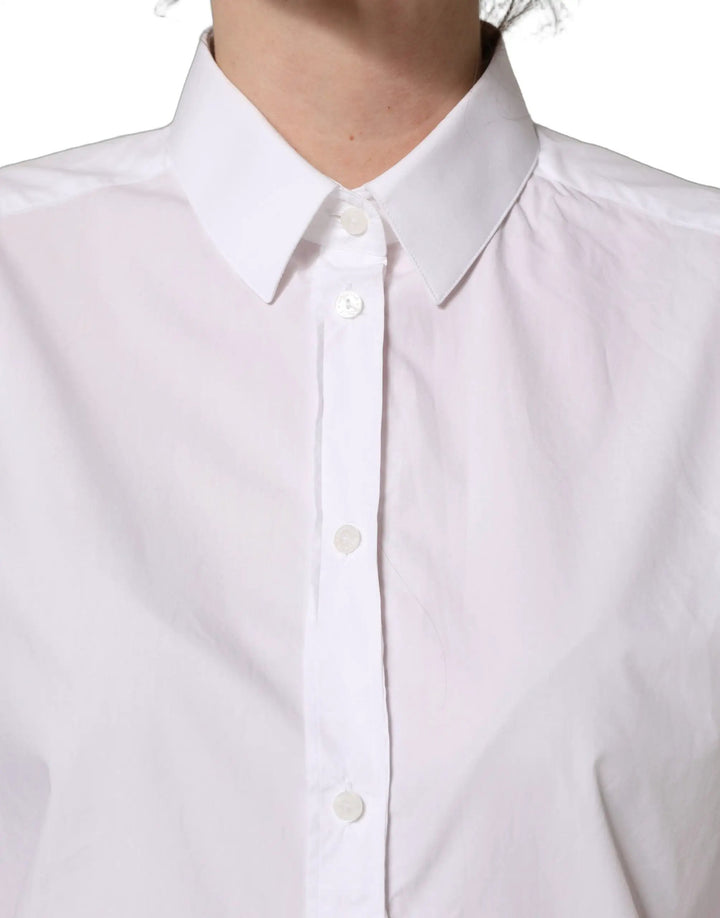 Dolce &amp; Gabbana Sample Sale | Dolce &amp; Gabbana White Cotton Long Sleeve Button-Up Shirt Top - | Designer outlet