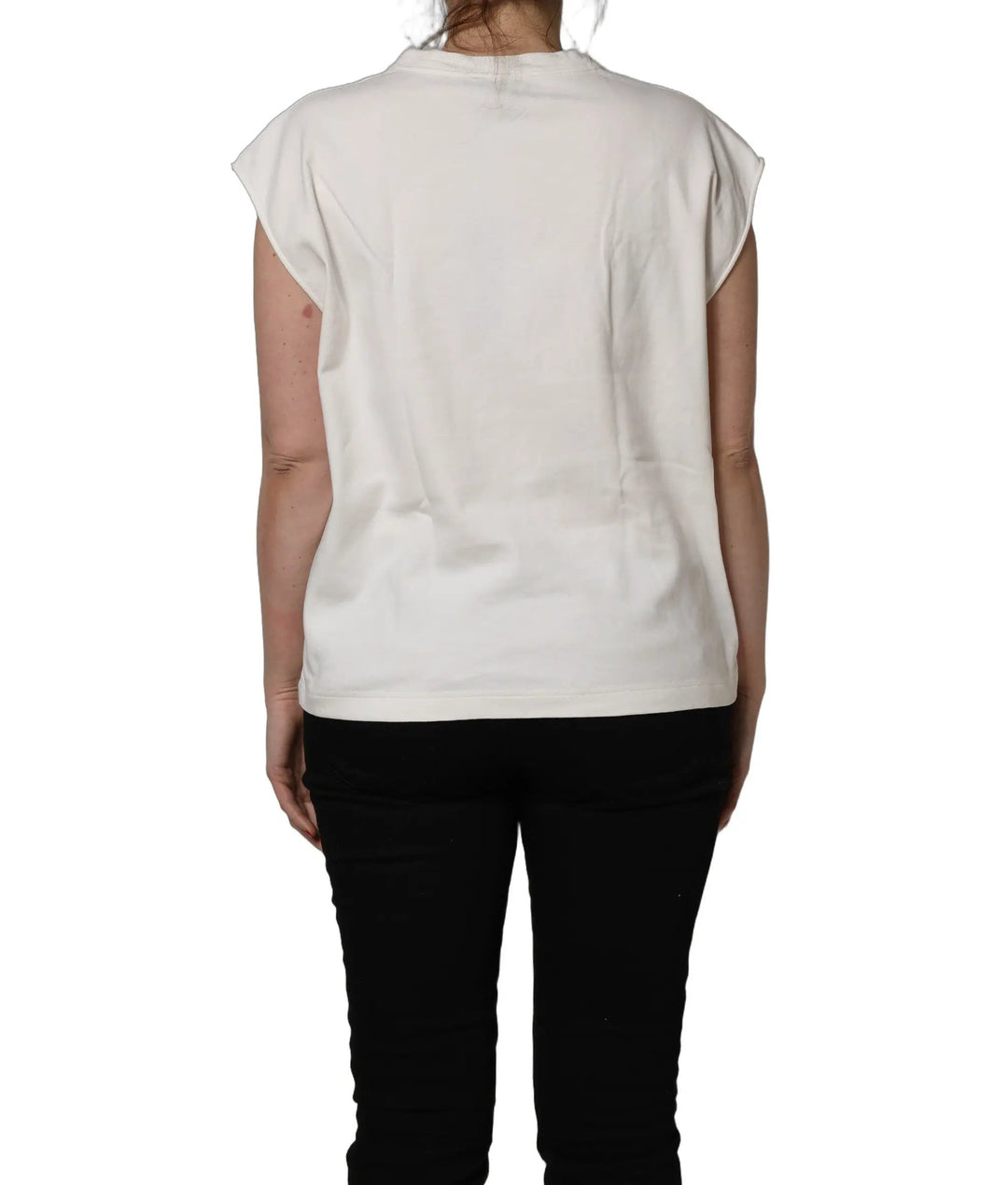 Dolce &amp; Gabbana Sample Sale | Dolce &amp; Gabbana White Cotton Graphic Sleeveless Tank Top - | Designer outlet
