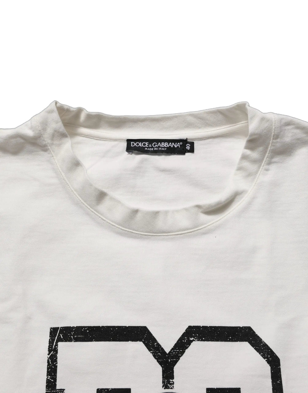 Dolce &amp; Gabbana Sample Sale | Dolce &amp; Gabbana White Cotton DG Logo Print Cropped Jersey Top - | Designer outlet