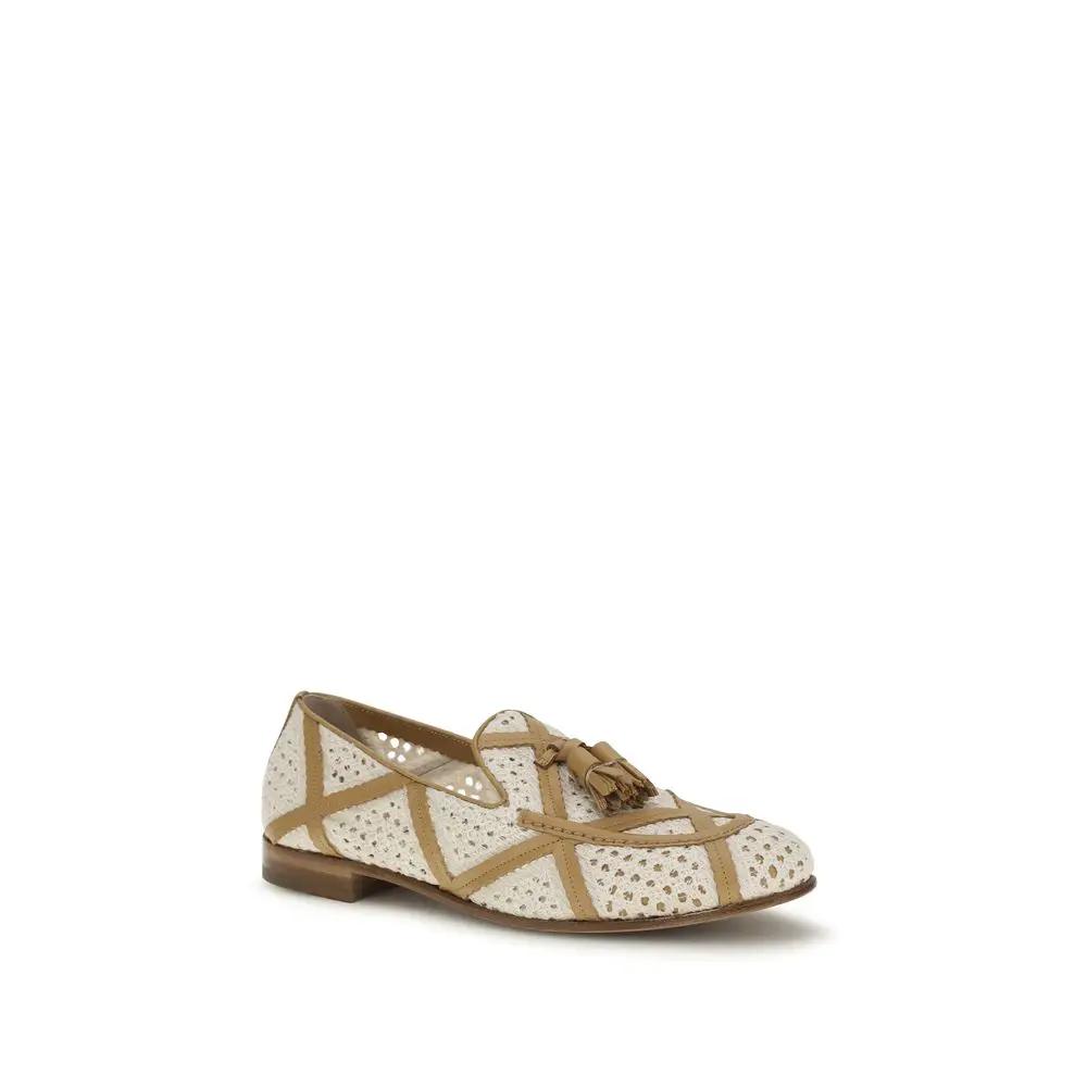 Fratelli Rossetti Sample Sale | Fratelli Rossetti Beige Linen Slip-On Loafers - | Designer outlet