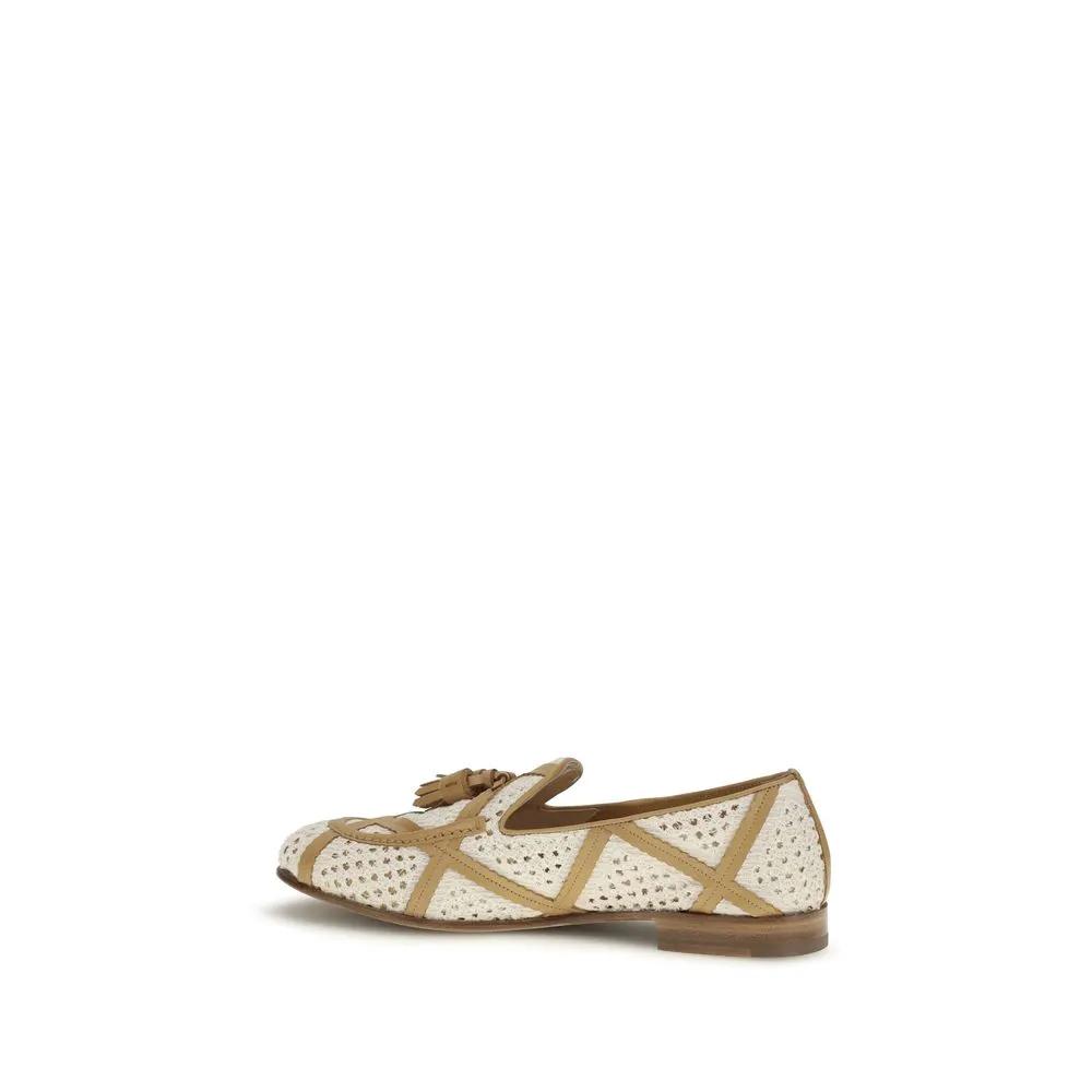 Fratelli Rossetti Sample Sale | Fratelli Rossetti Beige Linen Slip-On Loafers - | Designer outlet