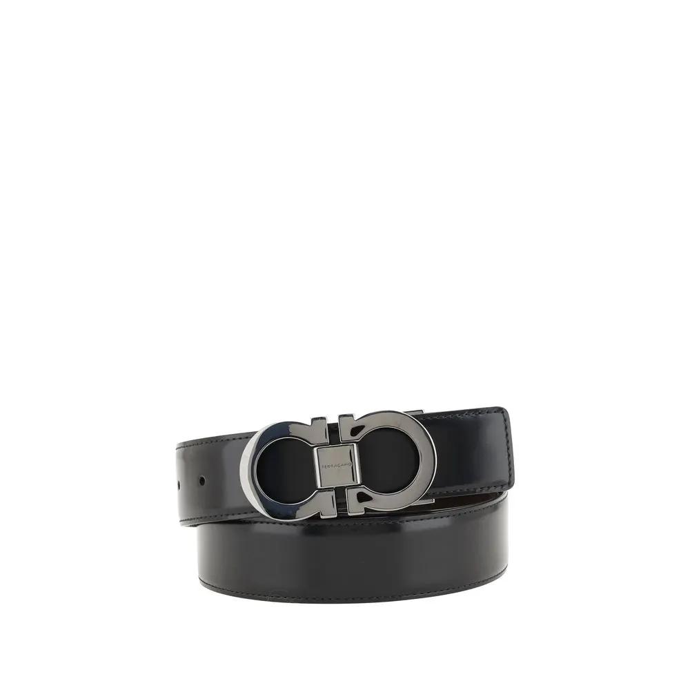 Ferragamo Sample Sale | Ferragamo Black Calf Leather Bos Taurus Regular Belt - | Designer outlet