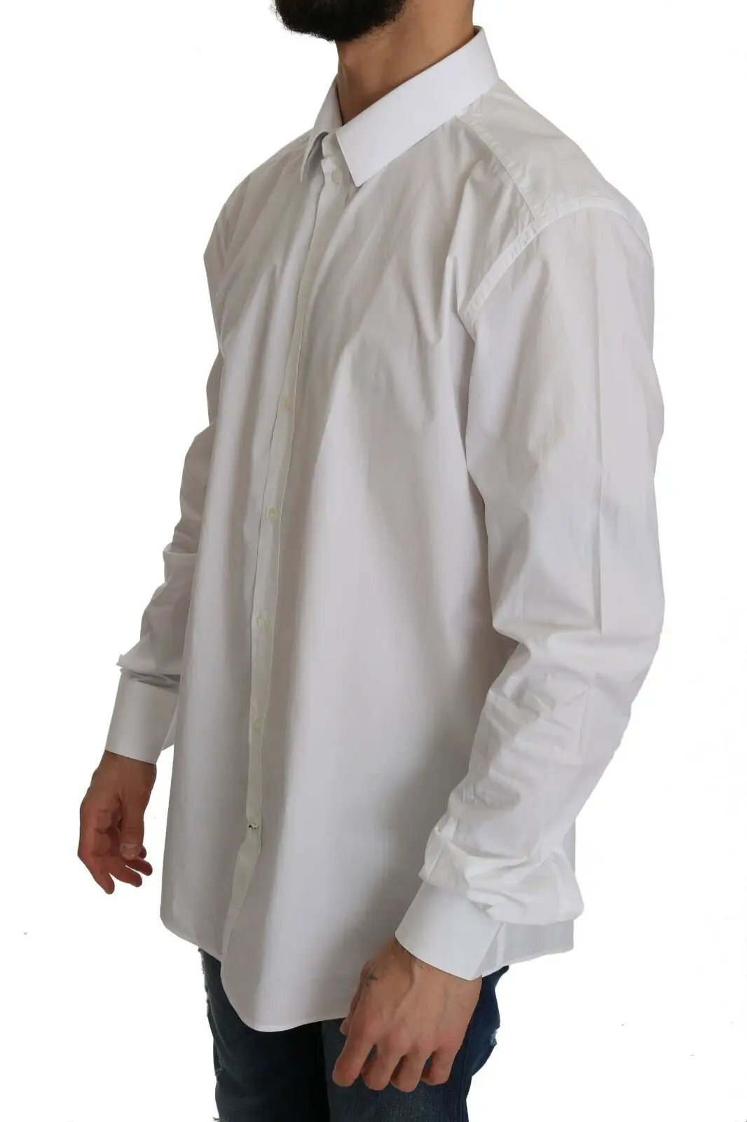 Dolce &amp; Gabbana Sample Sale | Dolce &amp; Gabbana White 100% Cotton GOLD Slim Dress Shirt - | Designer outlet