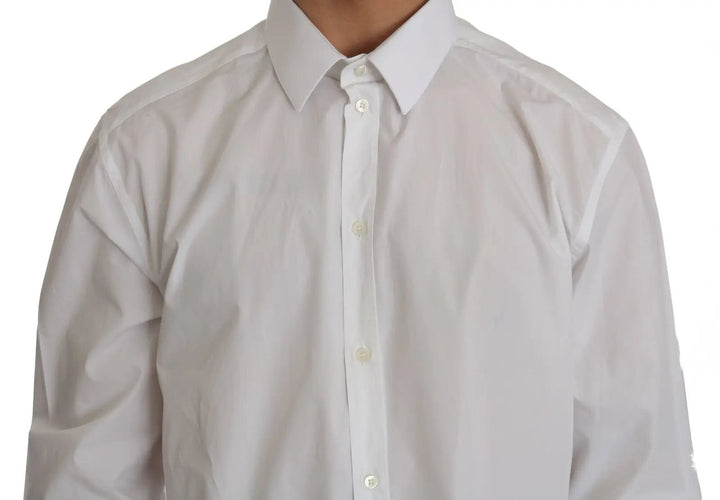 Dolce &amp; Gabbana Sample Sale | Dolce &amp; Gabbana White 100% Cotton GOLD Slim Dress Shirt - | Designer outlet