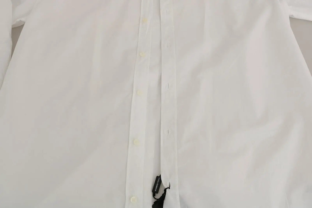 Dolce &amp; Gabbana Sample Sale | Dolce &amp; Gabbana White 100% Cotton GOLD Slim Dress Shirt - | Designer outlet