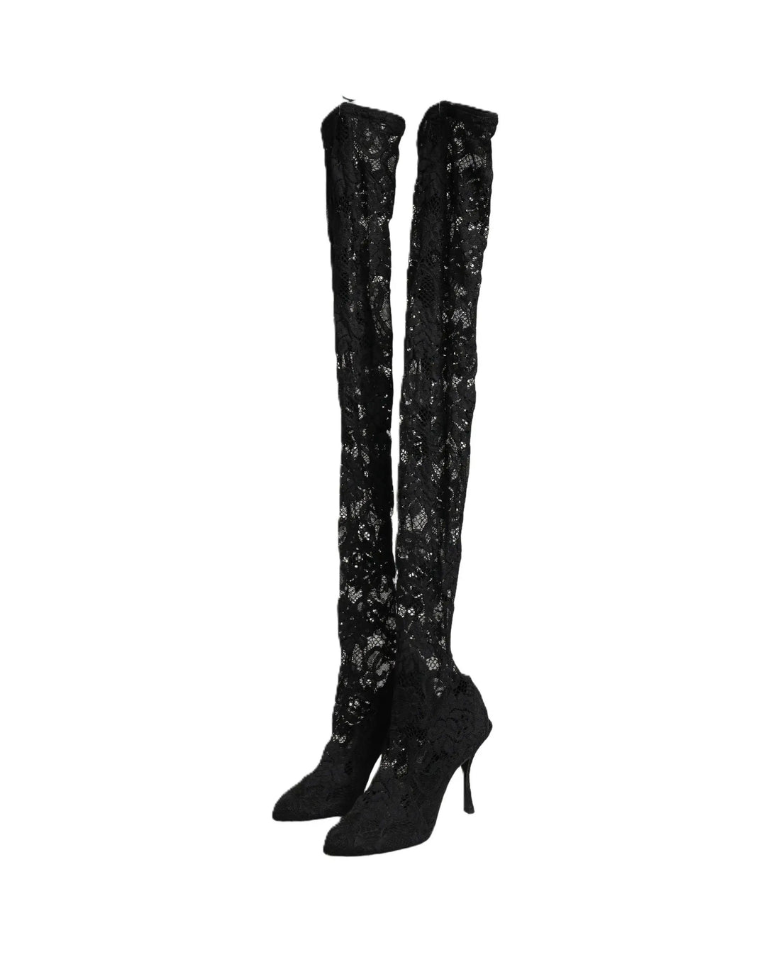 Dolce &amp; Gabbana Sample Sale | Dolce &amp; Gabbana Black Taormina Lace Socks Boots Pumps Shoes - | Designer outlet