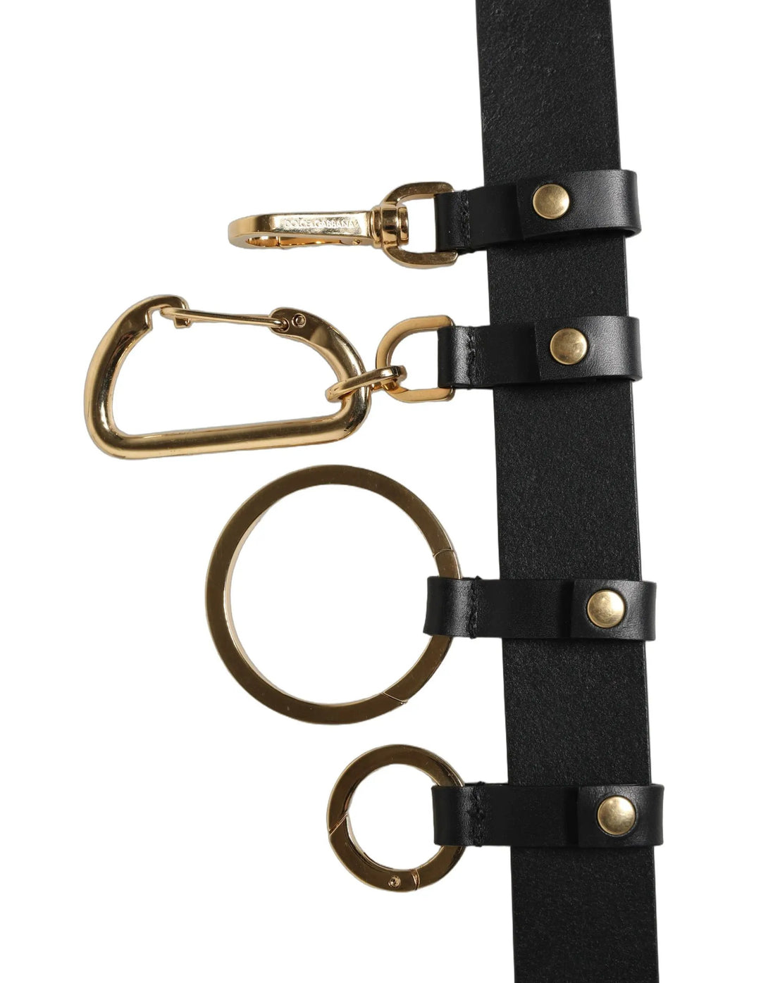 Dolce &amp; Gabbana Black Calf Leather Gold Metal Buckle Men Belt
