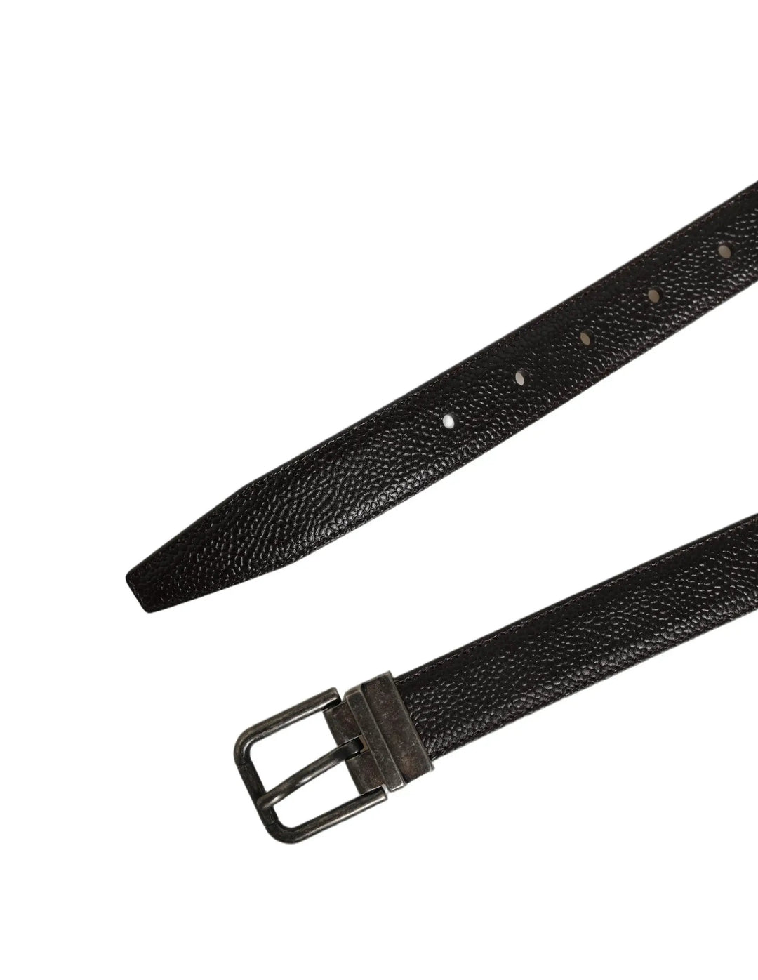 Dolce &amp; Gabbana Brown Calf Leather Vintage Style Silver Buckle Belt