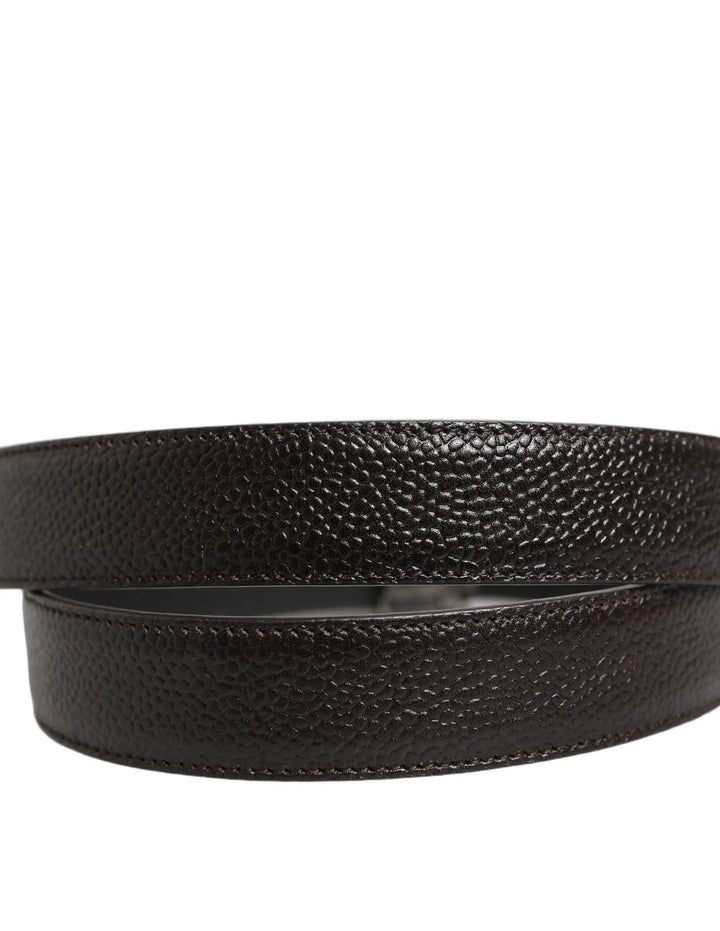 Dolce &amp; Gabbana Brown Calf Leather Vintage Style Silver Buckle Belt