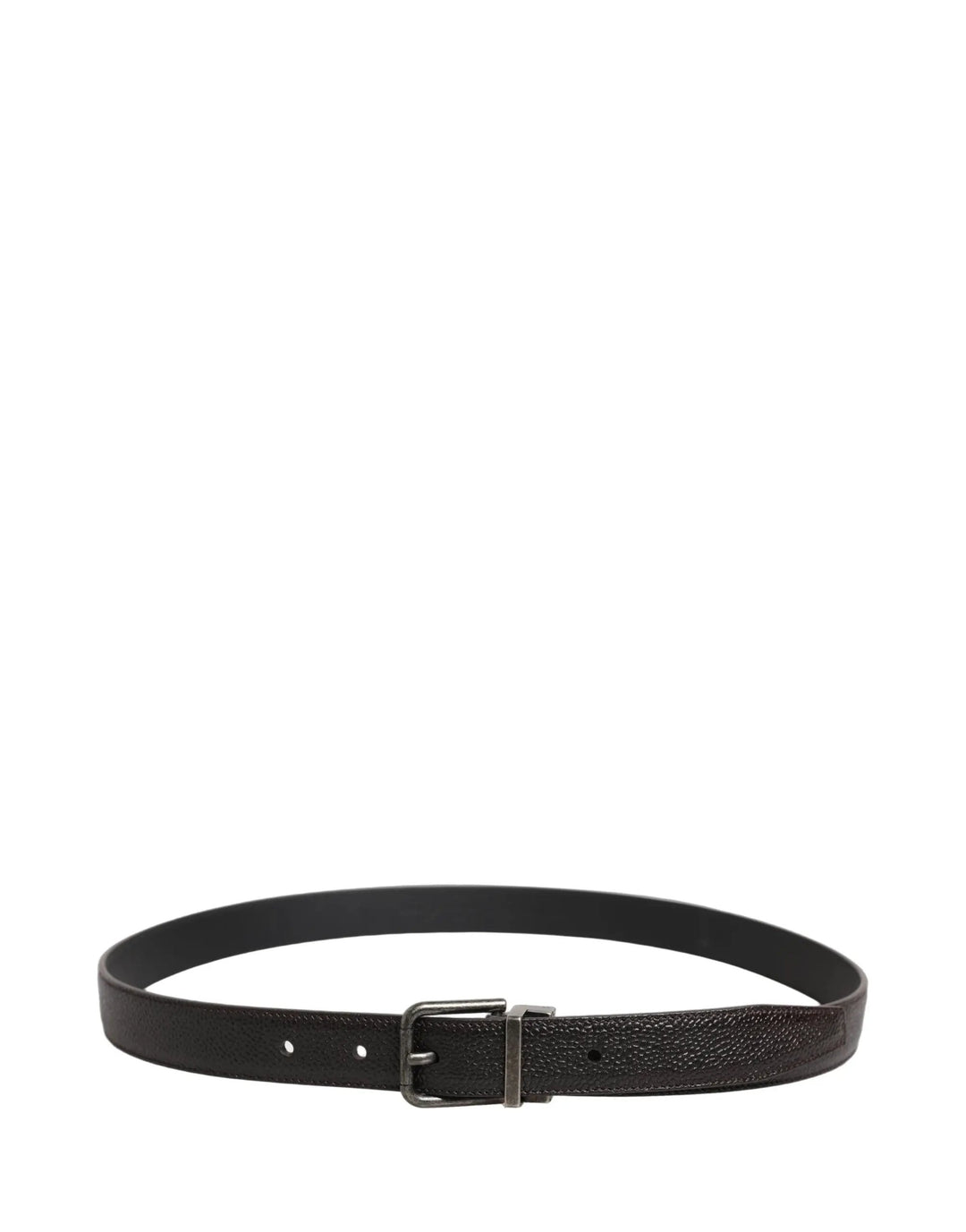 Dolce &amp; Gabbana Brown Calf Leather Vintage Style Silver Buckle Belt