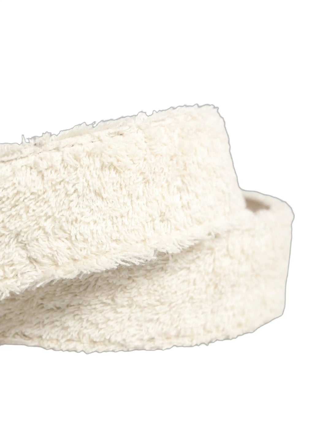 Dolce &amp; Gabbana White Cotton Fleece DG Logo Metal Buckle Belt